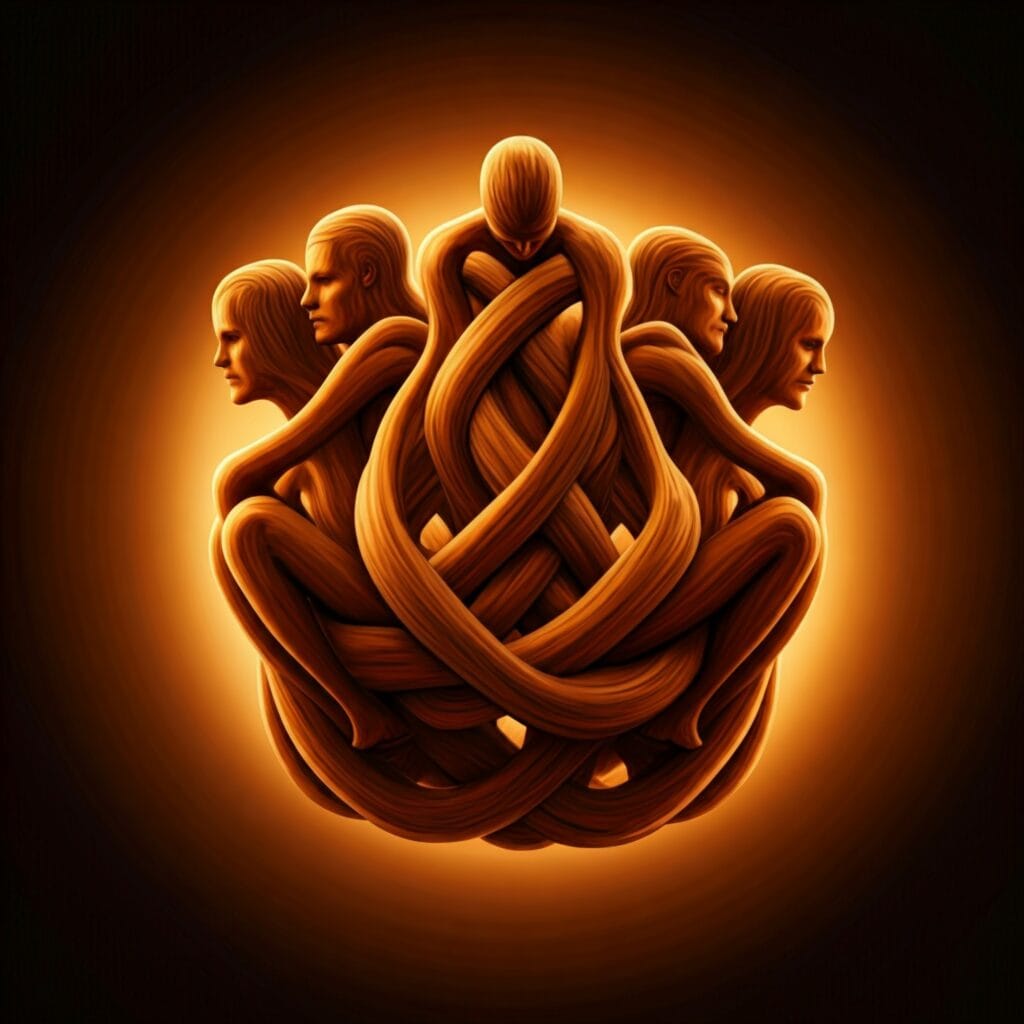 Picture of Unity Conciousness represented as many people in an artistic way. 